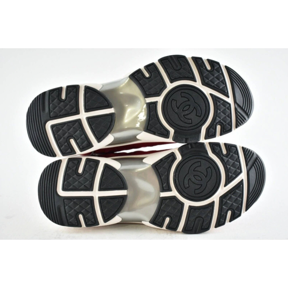 Chanel 21B Pink Black White Silver CC Logo Tie Flat Runner Trainer Sneaker 39 - Picture 11 of 12